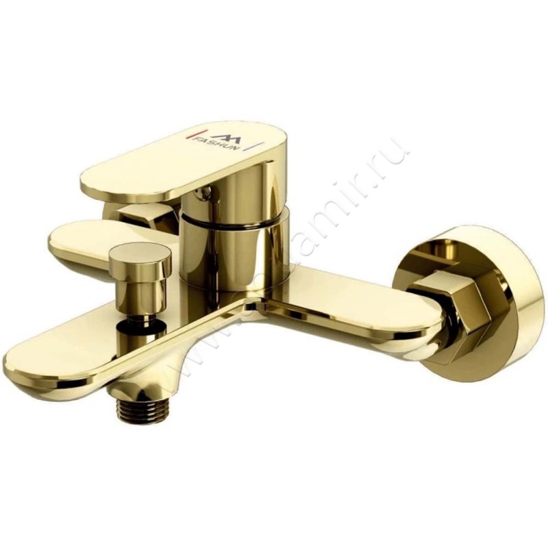Смеситель для ванны Fashun с душем, золото A328535 в интерьере