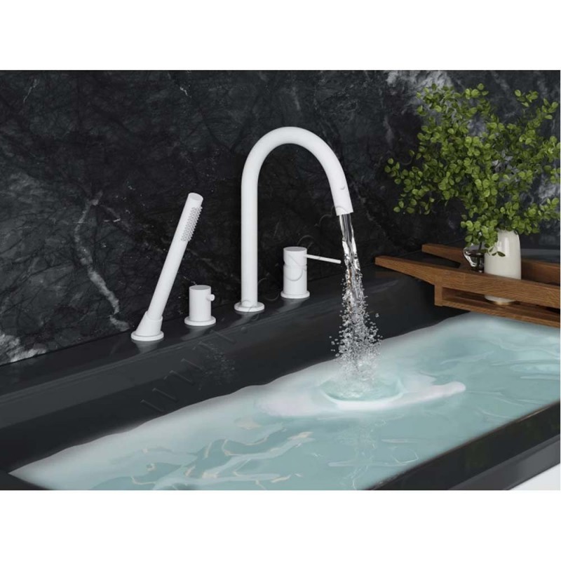 Смеситель для ванны Timo Saona с душем, белый матовый 232016Y в интерьере