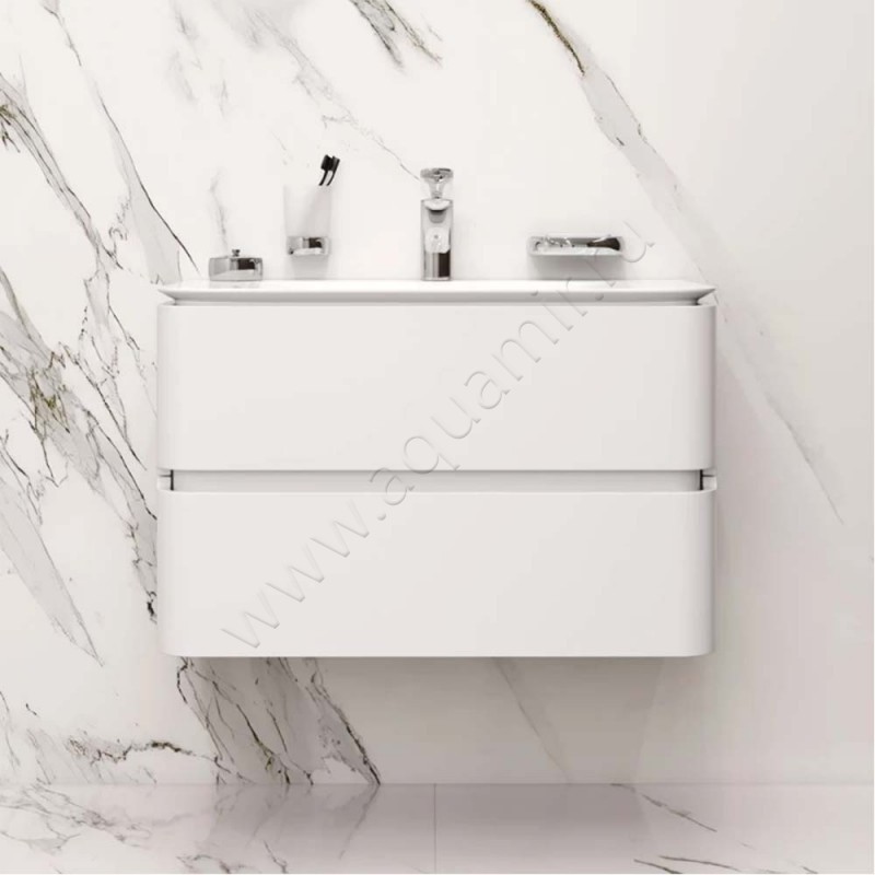 Тумба под раковину AM.PM Sensation 80 см, белый глянец M30FHX0802WG в интерьере
