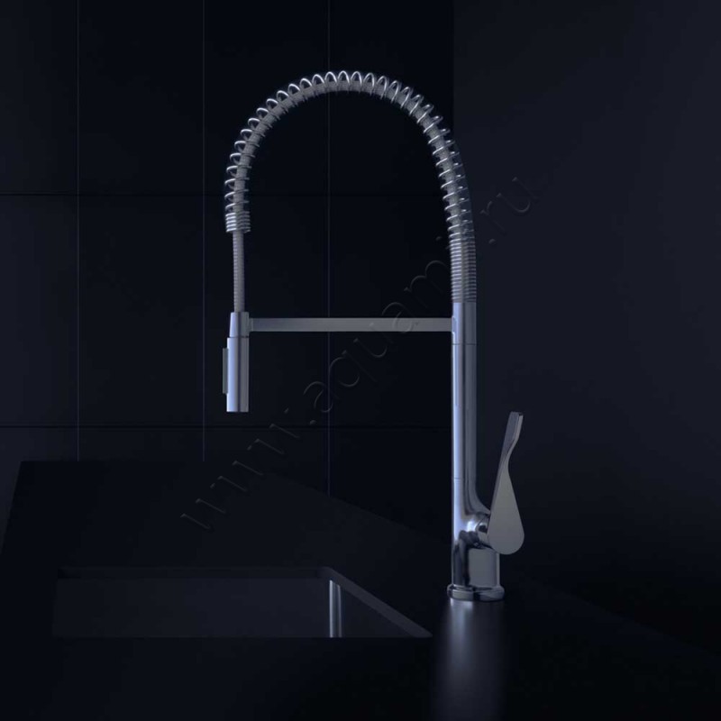 Однорычажный смеситель для кухни Hansgrohe Axor Citterio с длинным изливом 39840800 в интерьере