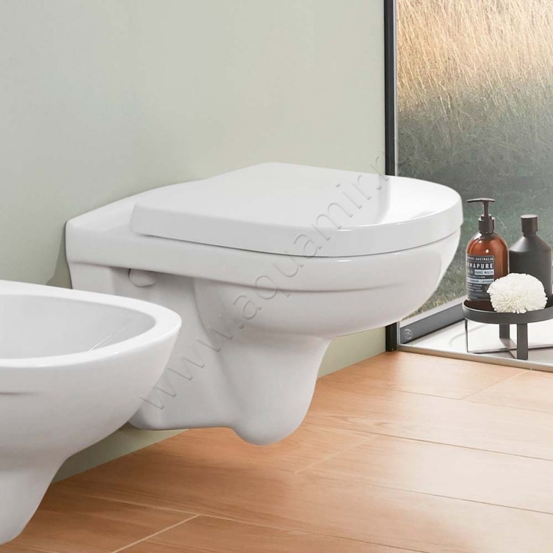 Унитаз подвесной Villeroy & Boch O.NOVO 56 см, белый, с покрытием ceramicplus 566010R1 в интерьере
