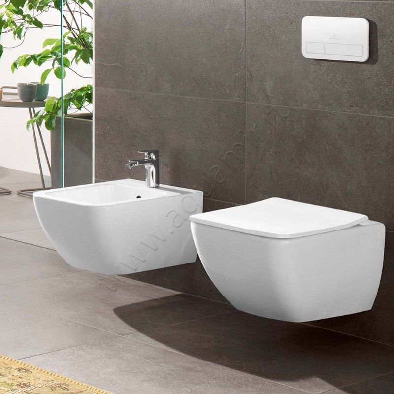 Унитаз подвесной Villeroy & Boch VENTICELLO 56 см, безободковый, белый 4611R0R1 в интерьере