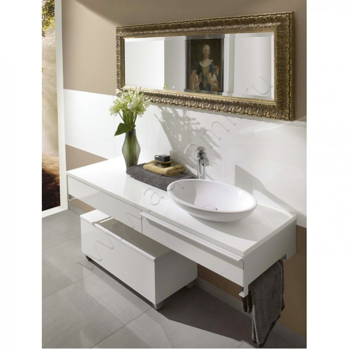 Раковина-чаша накладная Villeroy & Boch Loop & Friends 58,5 см, фарфор, белый глянец/white alpin 515100R1 в интерьере