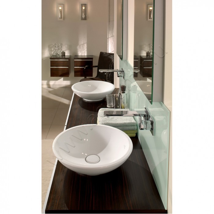 Раковина-чаша накладная Villeroy & Boch Loop & Friends 43 см, фарфор, белый глянец/white alpin 51440101 в интерьере