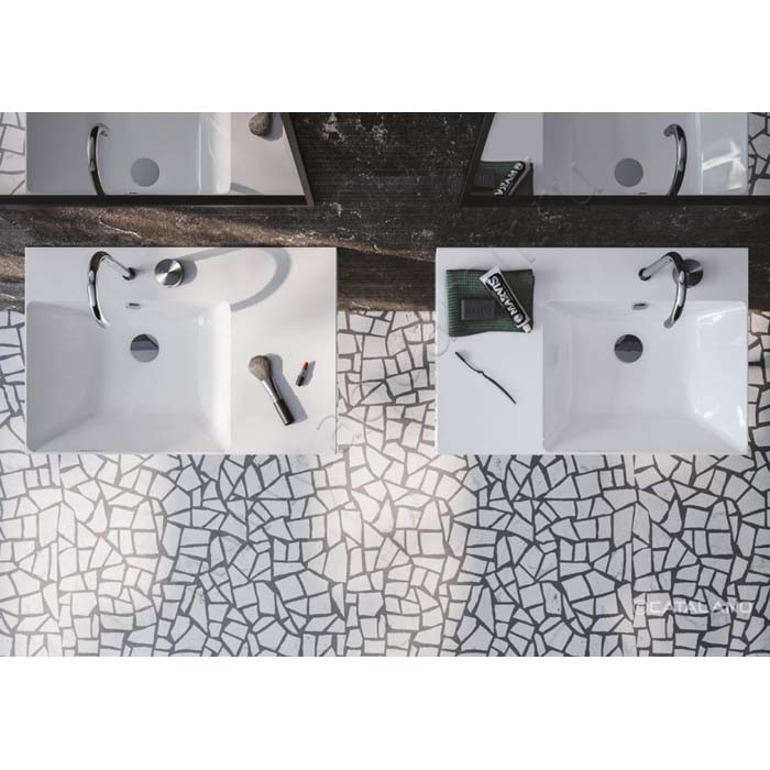 Раковина-чаша накладная с отверстием под смеситель Catalano New Zero 75 см, фарфор, белый глянец/bianco 0120780001175DZEUP00 в интерьере