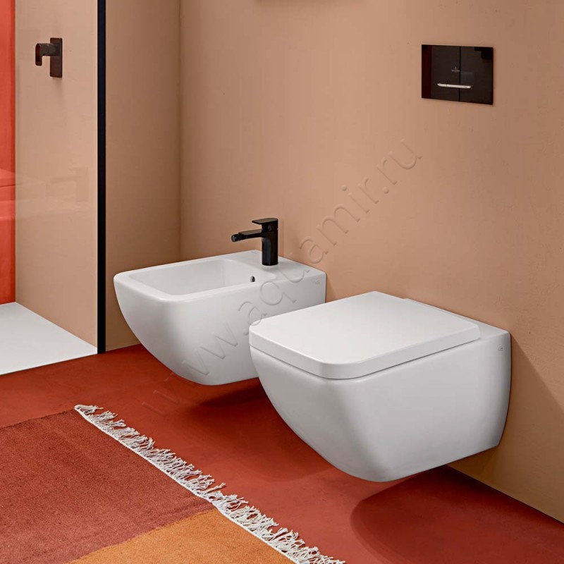 Унитаз подвесной Villeroy & Boch VENTICELLO 56 см, безободковый, белый матовый 4611R0RW в интерьере