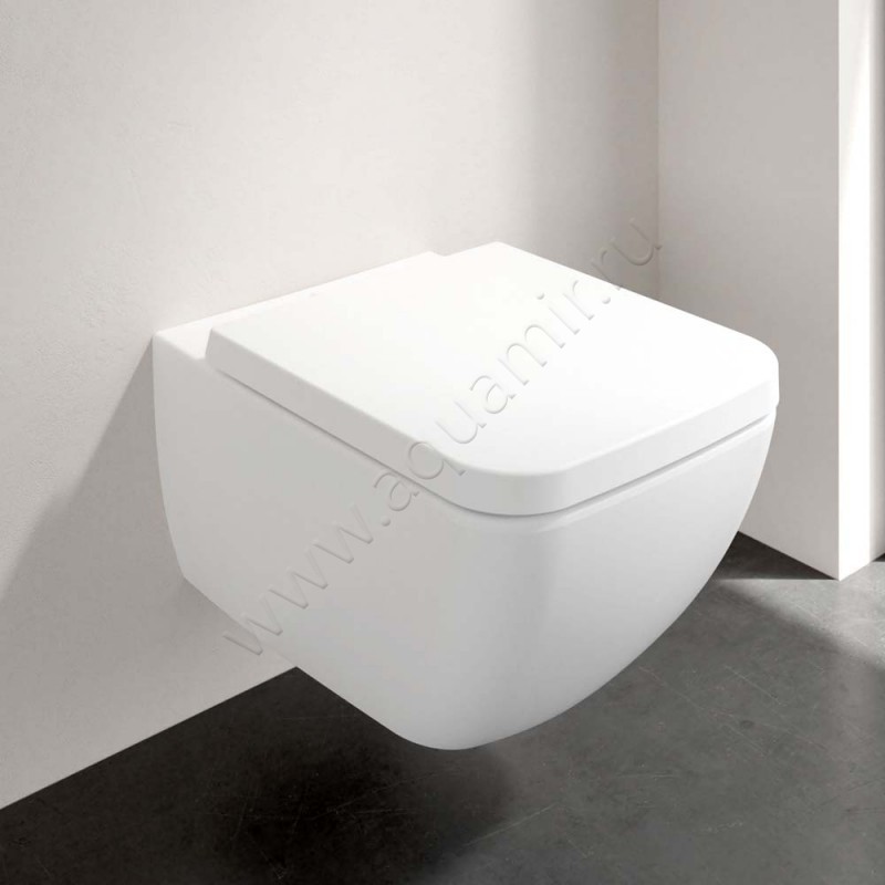 Унитаз подвесной Villeroy & Boch VENTICELLO 56 см, безободковый, белый матовый 4611R0RW в интерьере