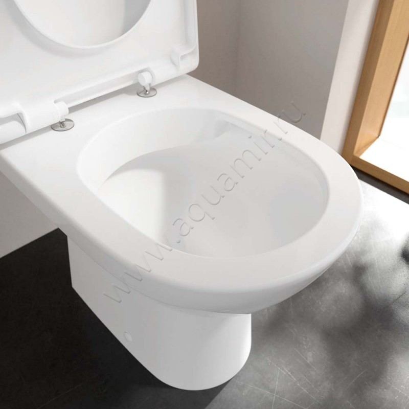 Унитаз напольный Villeroy & Boch O.NOVO 67 см, безободковый, белый 5661R0R1 в интерьере