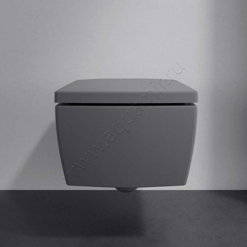 Унитаз подвесной Villeroy & Boch Memento 2.0 56 см, безободковый, графитовый матовый 4633R0i4 в интерьере