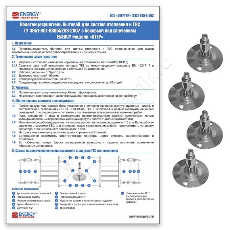 Водяной полотенцесушитель Energy STEP STEP700700CR в интерьере