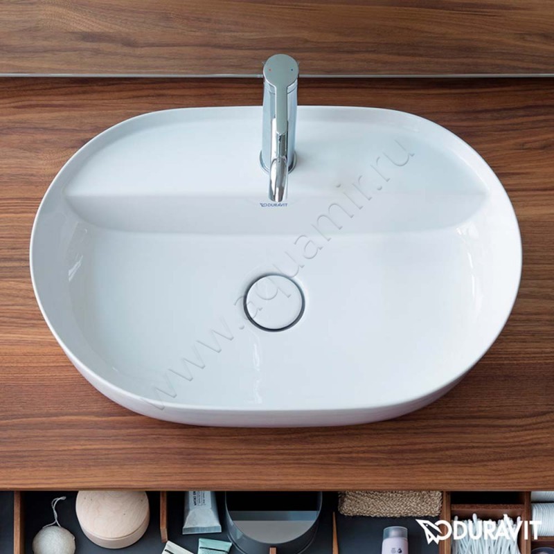 Раковина-чаша накладная с отверстием под смеситель Duravit Luv 60 см 0380602600 в интерьере