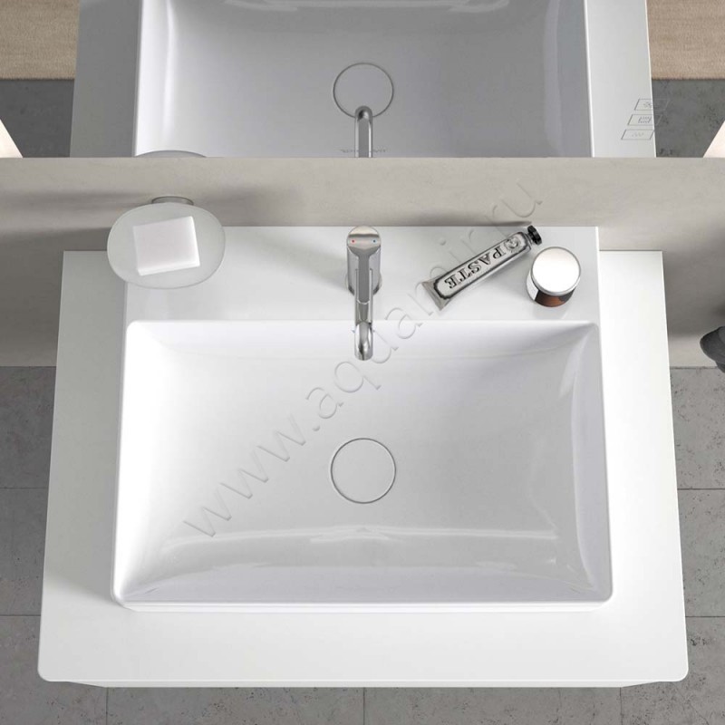 Раковина-чаша накладная с отверстием под смеситель Duravit DuraSquare 60 см 23536000711 в интерьере