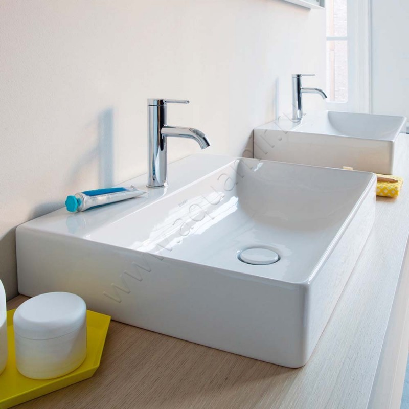 Раковина-чаша накладная с отверстием под смеситель Duravit DuraSquare 60 см 23536000711 в интерьере