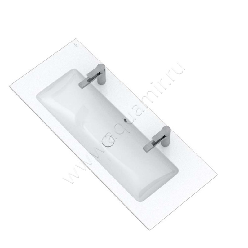 Двойная раковина Villeroy & Boch Venticello 120 см, фарфор, белый глянец/white alpin 4104CK01 в интерьере