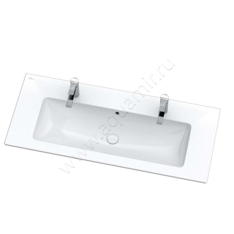 Двойная раковина Villeroy & Boch Venticello 120 см, фарфор, белый глянец/white alpin 4104CK01 в интерьере