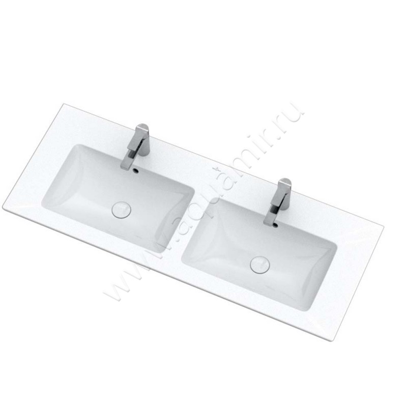 Двойная раковина Villeroy & Boch Venticello 130 см, фарфор, белый глянец/white alpin 4111DL01 в интерьере