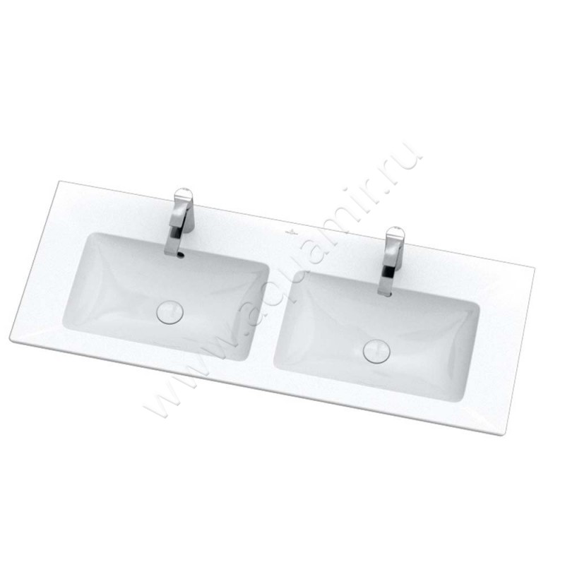 Двойная раковина Villeroy & Boch Venticello 130 см, фарфор, белый глянец/white alpin 4111DL01 в интерьере