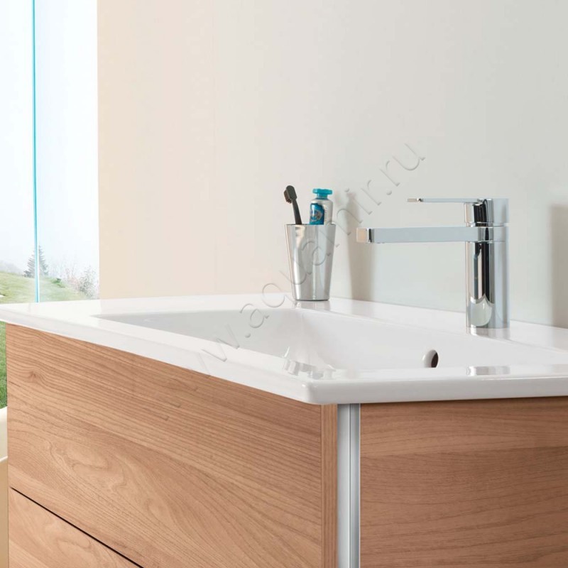 Раковина мебельная накладная Villeroy & Boch Venticello 100 см, фарфор, белый глянец/white alpin 4134R101 в интерьере