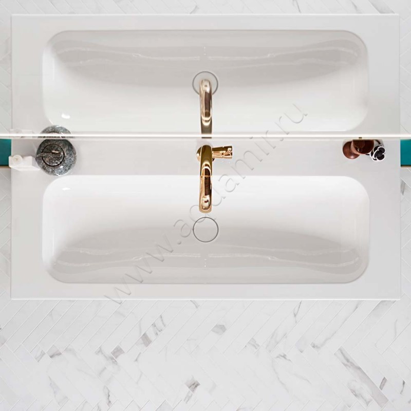 Раковина мебельная накладная без отверстий Villeroy & Boch Finion 120 см, фарфор, белый глянец/white alpin 4164C3R1 в интерьере