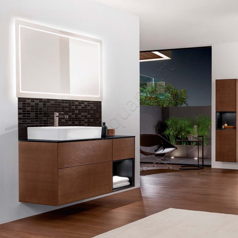 Раковина-чаша накладная с отверстием под смеситель Villeroy & Boch Finion 60 см, фарфор, белый глянец/white alpin 41686LR1 в интерьере