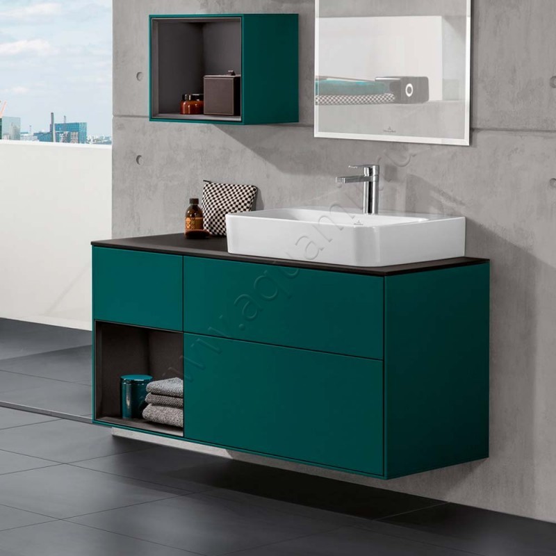 Раковина-чаша накладная с отверстием под смеситель Villeroy & Boch Finion 80 см, фарфор, белый глянец/white alpin 41688LR1 в интерьере