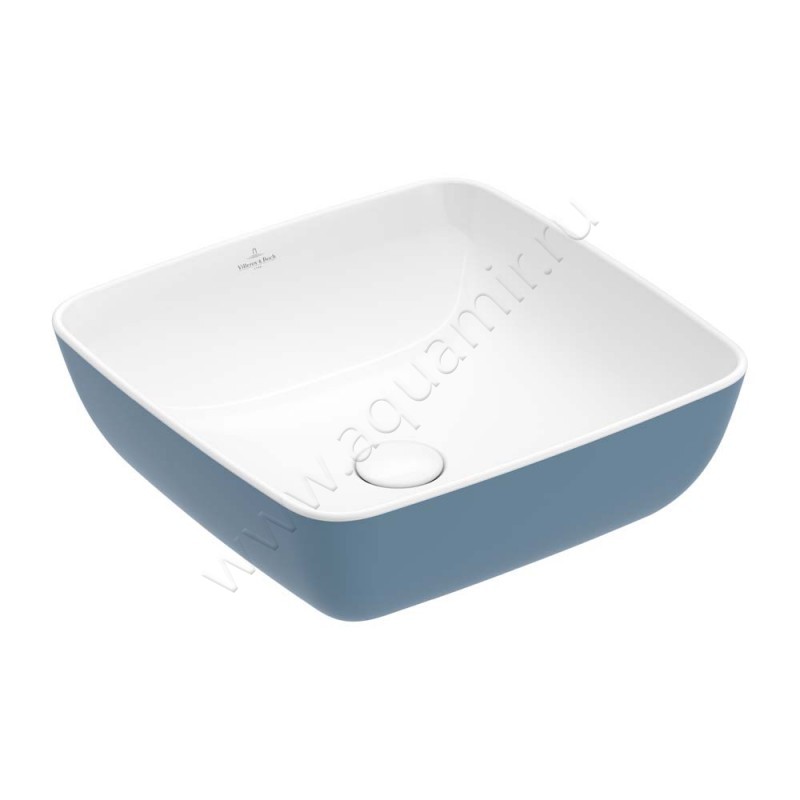 Раковина-чаша накладная Villeroy & Boch Artis 41 см, фарфор, синий/белый/ocean 417841BCW2 в интерьере