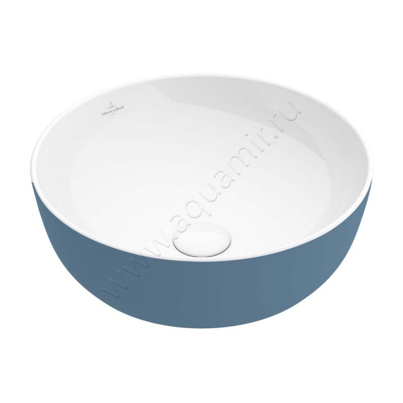 Раковина-чаша накладная Villeroy & Boch Artis 43 см, фарфор, синий/белый/ocean 417943BCW2 в интерьере