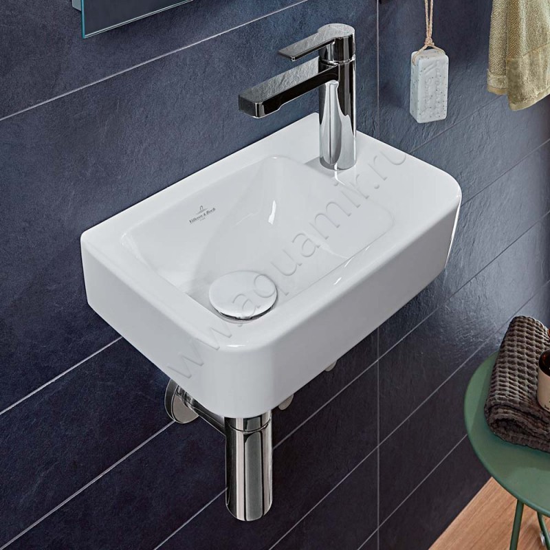 Рукомойник подвесной Villeroy & Boch O.novo 36 см, фарфор, белый глянец/white alpin 43433701 в интерьере