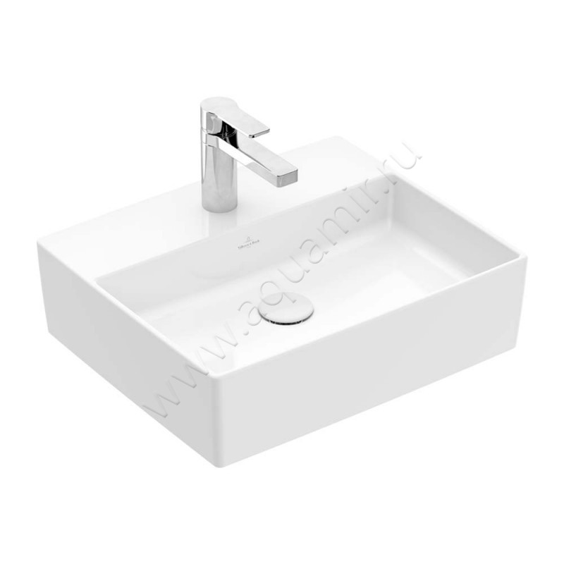 Раковина-чаша накладная с отверстием под смеситель Villeroy & Boch Memento 2.0 50 см, фарфор, белый глянец/white alpin 4A075101 в интерьере