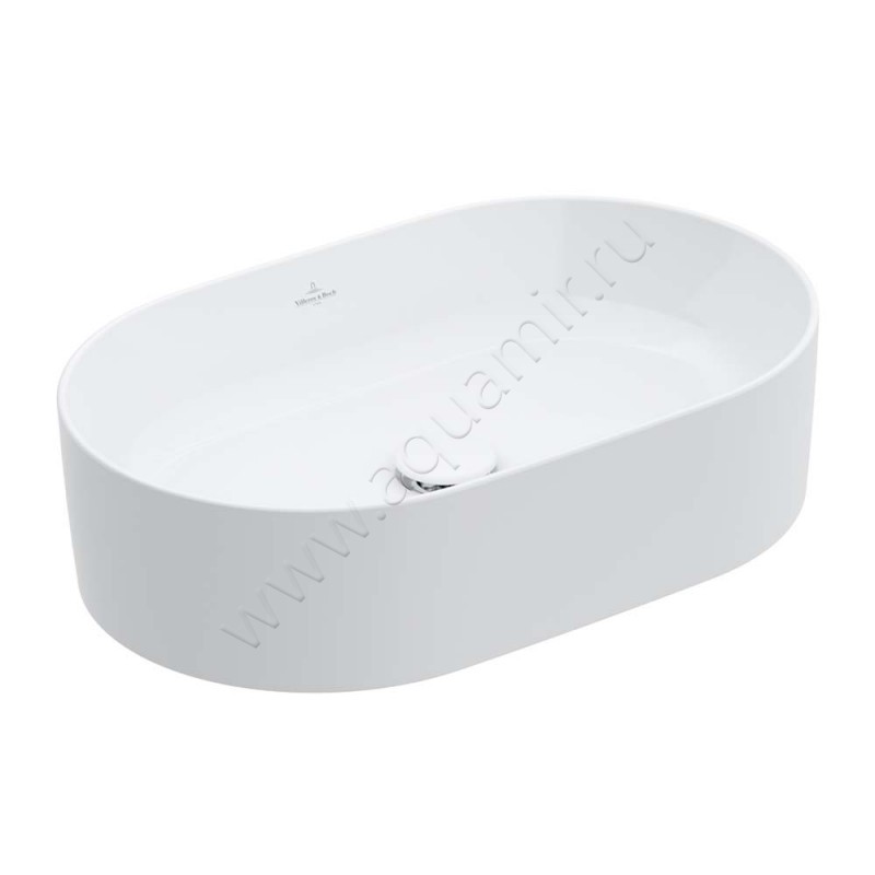 Раковина-чаша накладная Villeroy & Boch Collaro 56 см, фарфор, белый матовый/stone white 4A1956RW в интерьере