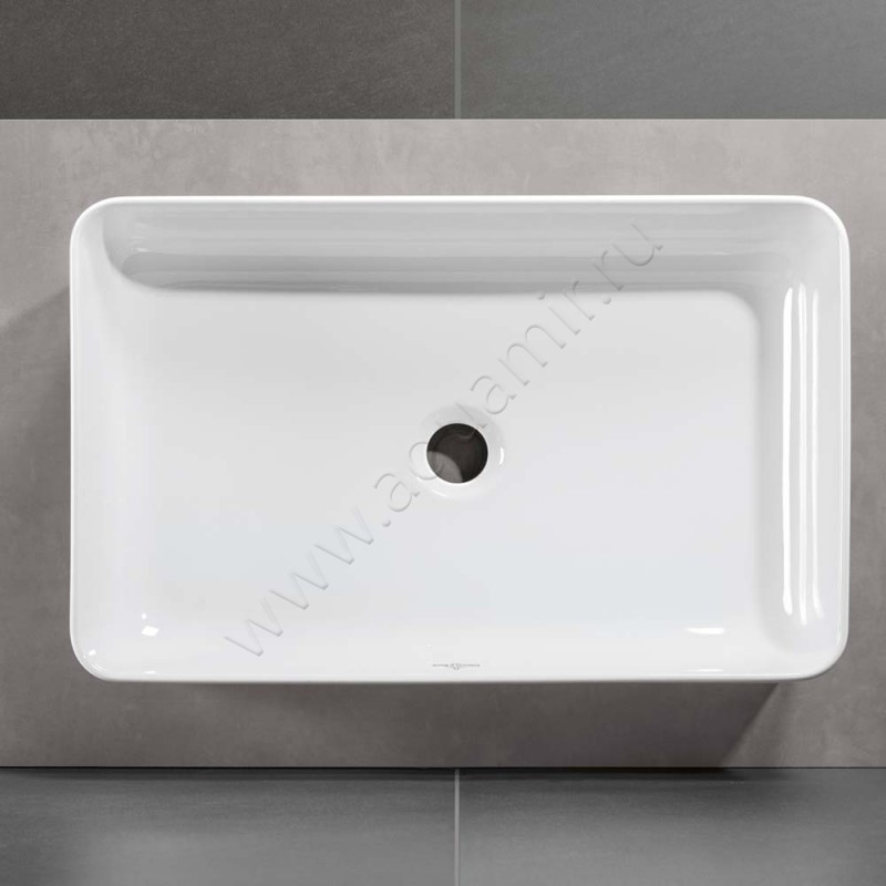 Раковина-чаша накладная Villeroy & Boch Collaro 56 см, фарфор, белый глянец/white alpin 4A205601 в интерьере
