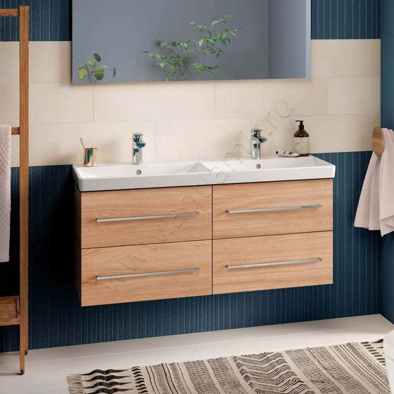 Двойная раковина Villeroy & Boch Avento 120 см, фарфор, белый глянец/white alpin 4A23CK01 в интерьере