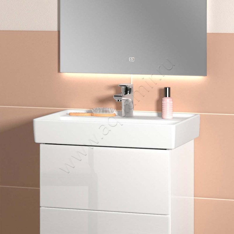 Раковина мебельная накладная Villeroy & Boch Collaro 55 см, фарфор, белый глянец/white alpin 4A335601 в интерьере