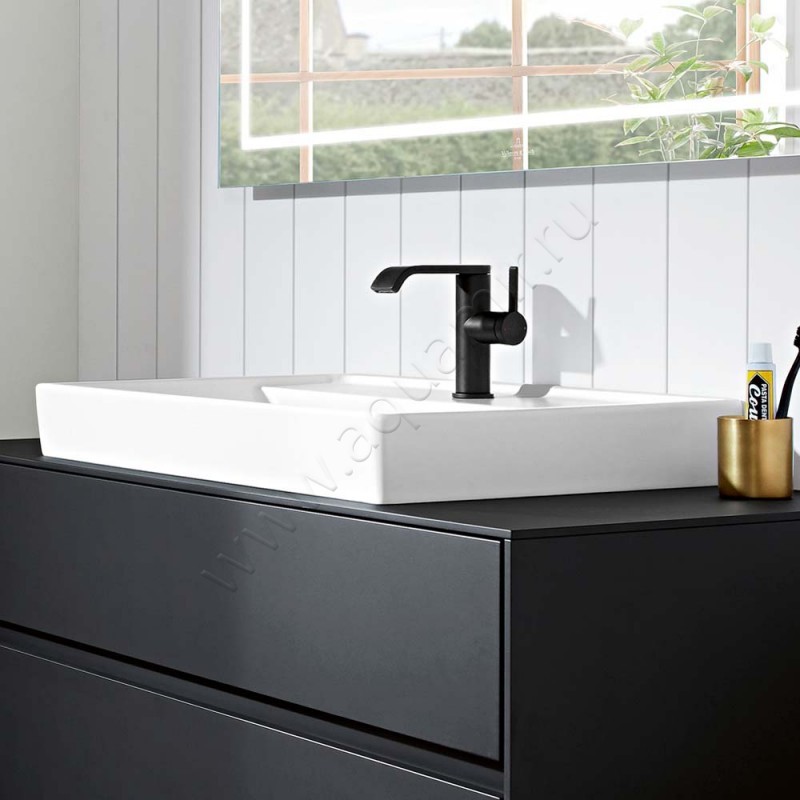 Раковина-чаша накладная с отверстием под смеситель Villeroy & Boch Collaro 60 см, фарфор, белый глянец/white alpin 4A336G01 в интерьере