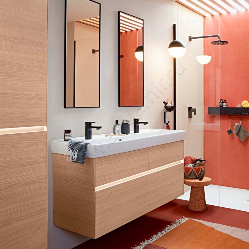 Двойная раковина Villeroy & Boch Collaro 120 см, фарфор, белый глянец/white alpin 4A33C401 в интерьере