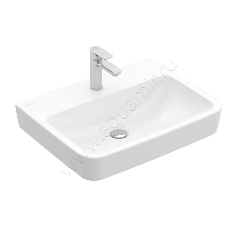 Раковина-чаша накладная с отверстием под смеситель Villeroy & Boch O.novo 60 см, фарфор, белый глянец/white alpin 4A416L01 в интерьере