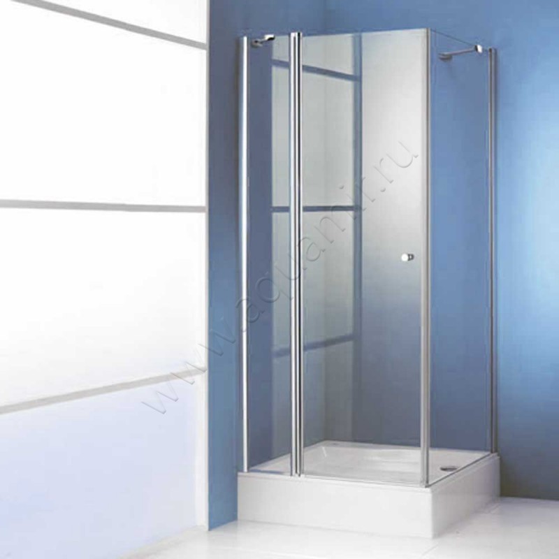 Маятниковая душевая дверь в нишу с фиксированным элементом Huppe 501 Design pure в серебристом цвете 510610087321 в интерьере