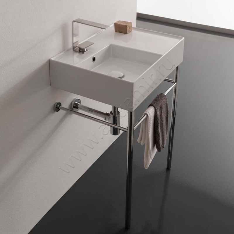 Раковина-чаша накладная с отверстием под смеситель Scarabeo Teorema 2.0 60 см 5114BK в интерьере