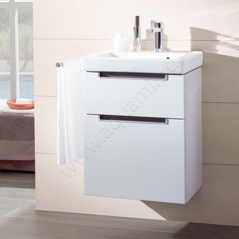 Рукомойник подвесной Villeroy & Boch Subway 2.0 45 см, фарфор, белый глянец/white alpin 7315F501 в интерьере