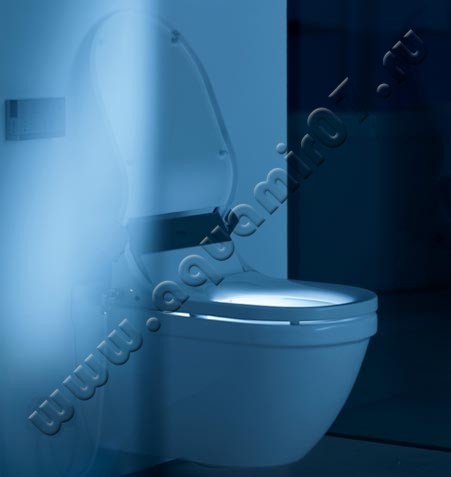 Крышка с функцией биде для унитаза Duravit SensoWash 51,5 x 37 см, белый глянец/white, микролифт 610001002000300 в интерьере