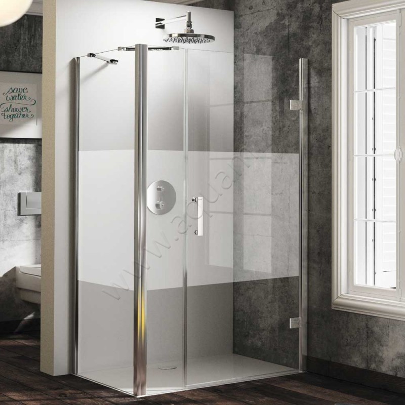 Маятниковая душевая дверь в нишу Huppe Solva pure в серебристом цвете ST3304092373 в интерьере