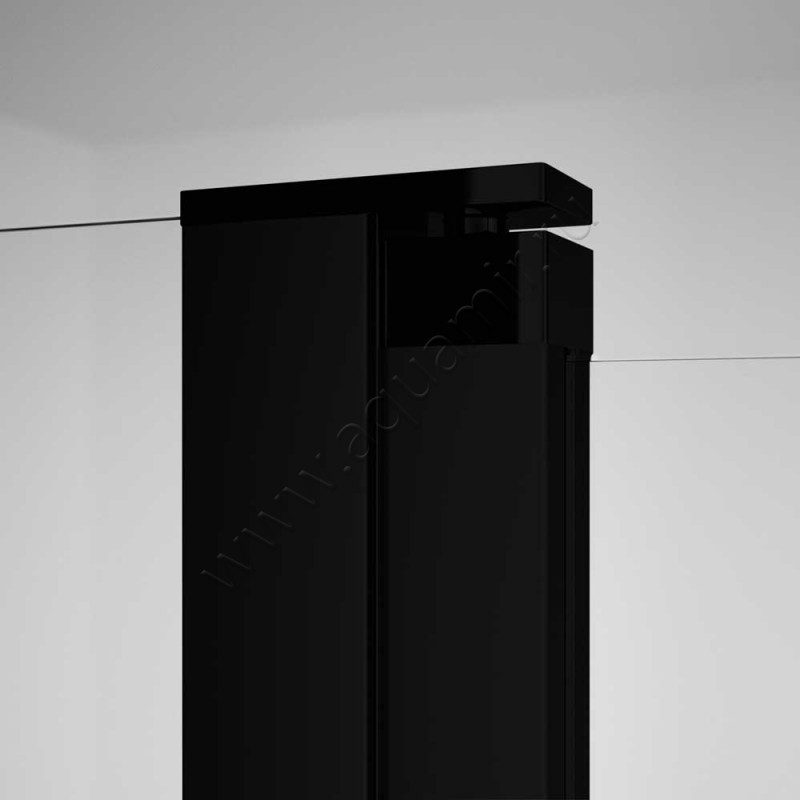 Маятниковая душевая дверь в нишу с фиксированным элементом Huppe Design pure цвет чёрный 8P7203123321 в интерьере