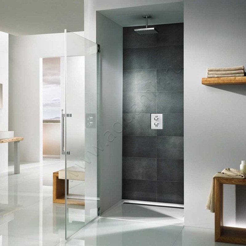 Маятниковая душевая дверь в нишу HSK K2 хром K2014150#EdLi в интерьере