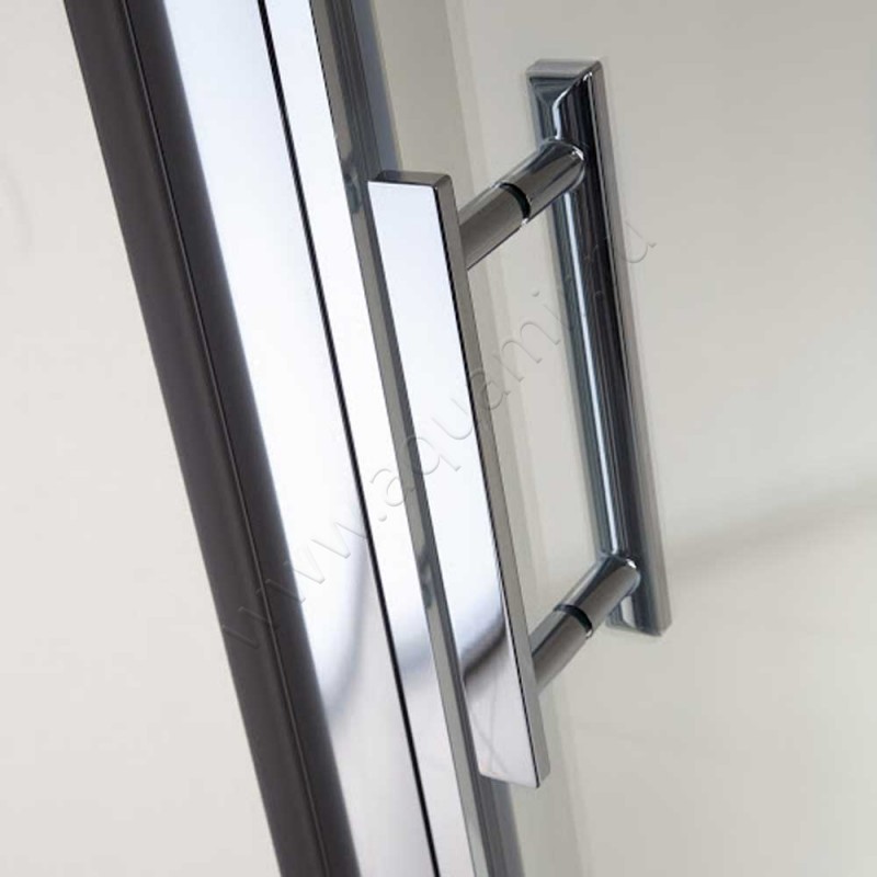 Раздвижная душевая дверь в нишу с фиксированным элементом HSK Solida в серебристом цвете 15221600150#EdRe в интерьере