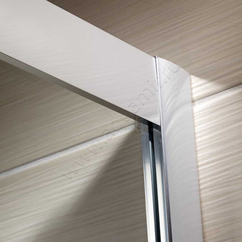 Раздвижная душевая дверь в нишу с фиксированным элементом HSK Solida в серебристом цвете 15221200150#EdLi в интерьере