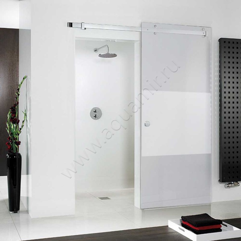 Раздвижная душевая дверь в нишу HSK Atelier Pur хром AP3341100#Li в интерьере
