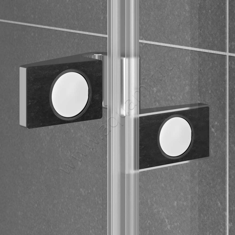 Маятниковая душевая дверь в нишу с фиксированным элементом Kermi Tusca в серебристом цвете TU1OL14020VPK в интерьере