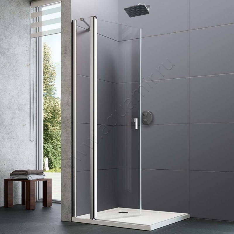Маятниковая душевая дверь для боковой стенки Huppe Design pure 8P0723092321 в интерьере