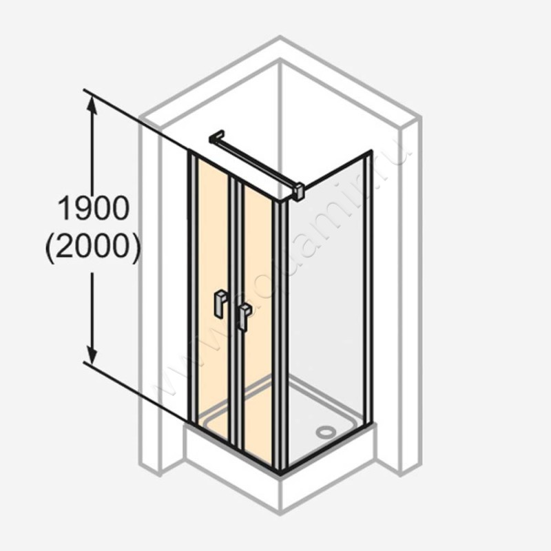 Маятниковая душевая дверь для боковой стенки Huppe Design pure 8P1401087321 в интерьере