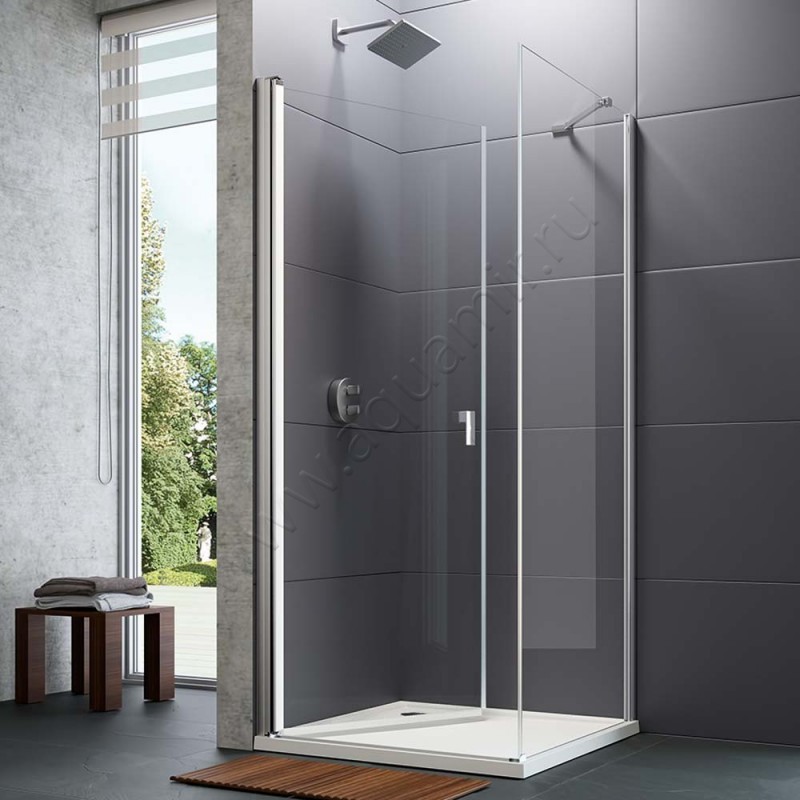 Маятниковая душевая дверь для боковой стенки Huppe Design pure 8P0622092321 в интерьере